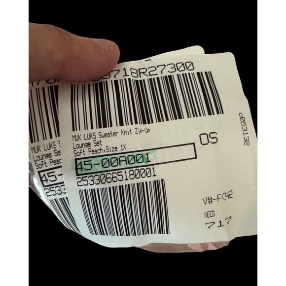 Muk Luks Women 1X Soft Peach Pointelle Knit Quarter Zip Pullover Shimmer Sweater - Picture 10 of 15